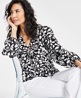 I.n.c. International Concepts Women's Keyhole V-Neck Blouse, Exclusively at Macy's
