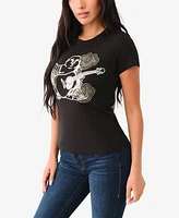 True Religion Women's Crystal Buddha Crewneck Tee