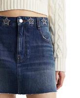 Tommy Jeans Women's Cotton Studded Star Denim Mini Skirt