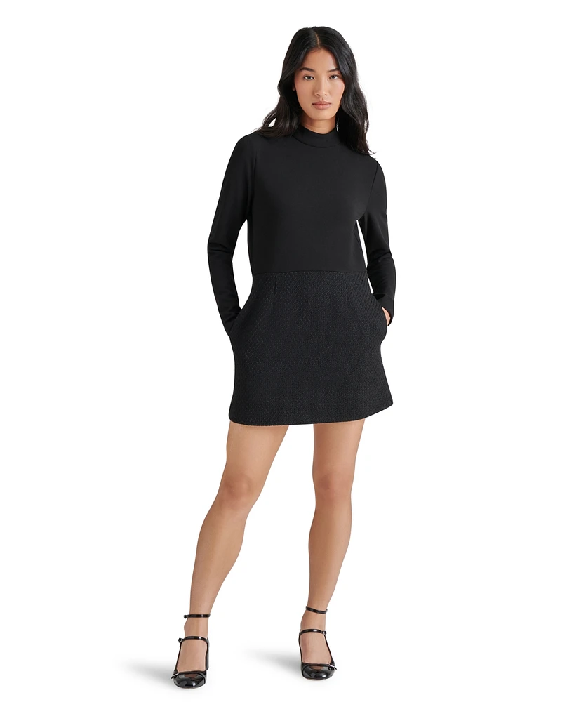 Steve Madden Women's Ty Mixed-Media Long-Sleeve Dress