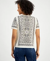 Nautica Jeans Women's Paisley Crewneck Short-Sleeve Top