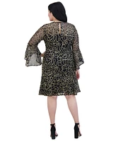 Jessica Howard Plus Bell-Sleeve Sequined A-Line Dress