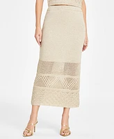 I.n.c. International Concepts Women's Metallic Crochet Skirt, Exclusively at Macy's