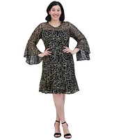 Jessica Howard Plus Bell-Sleeve Sequined A-Line Dress