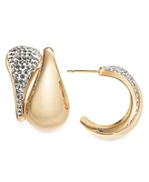 And Now This Crystal Double Teardrop C Hoop Earring