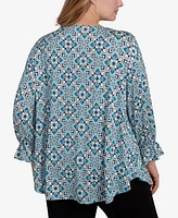 Ruby Rd. Plus Foulard Tile Dew Drop Knit Top