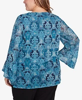 Ruby Rd. Plus Damask Mesh Top