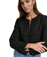 Dkny Jeans Women's Frayed Cropped Long-Sleeve Jacket