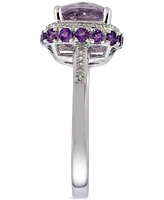 Lab Grown Rose de France Amethyst (2 ct. t.w.), Lab Grown Amethyst (1-1/2 ct. t.w.) & Lab Grown White Topaz (1/5 ct. t.w.) Square Halo Statement Ring