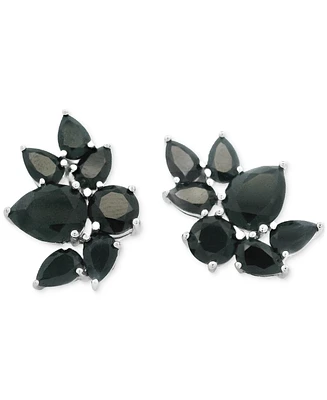 Black Sapphire Mixed-Cut Flower Cluster Stud Earrings (11-1/4 ct. t.w.) in Sterling Silver