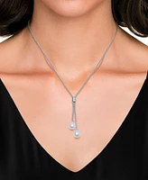 Belle de Mer Cultured Freshwater Pearl (8-9mm) Lariat Necklace in Sterling Silver, 18" + 2" extender