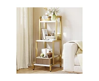 gaomon 3 Tier Bathroom Ladder Shelf, Gold Metal Ladder Bookshelf, Small Bookshelf for Bedroom Living Room Office Kitchen Bathroom