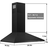 36-in 450-cfm Convertible Black Wall-Mounted Range Hood
