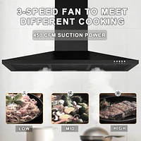 36-in 450-cfm Convertible Black Wall-Mounted Range Hood