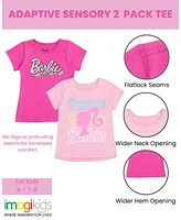 Barbie Girls 2 Pack Adaptive T-Shirts Sensory Friendly (4 - 7-8)