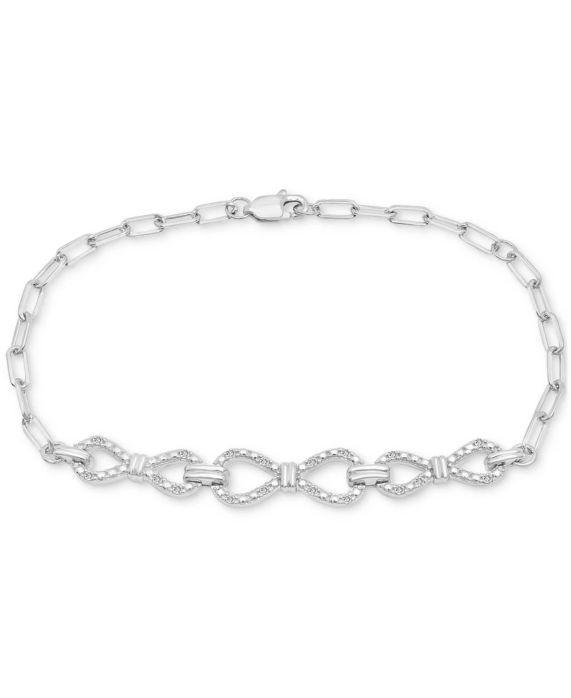 Diamond Bow Chain Paperclip Link Bracelet (1/6 ct. t.w.) in Sterling Silver, Created for Macy's