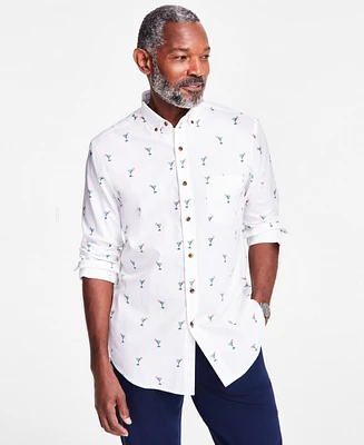 Club Room Men's Brushed Cotton-Blend Candy-Cane Print Shirt, Exclusively at Macy's