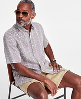 Club Room Men's Linen Paisley-Stripe Short-Sleeve Shirt, Exclusively at Macy's