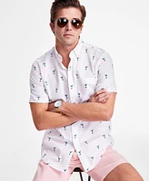 Club Room Men's Cotton Poplin Printed Short-Sleeve Shirt, Exclusively at Macy's