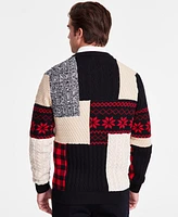 Club Room Men's Jacquard Patchwork Crewneck Sweater, Exclusively at Macy's