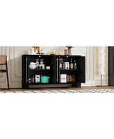 Slickblue Traditional Style Sideboard with Adjustable Shelves and Gold Handles for Kitchen Storage