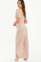 Quiz Women's Sequin Wrap Batwing Maxi Dress