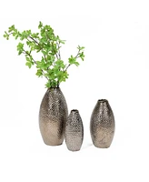LuxenHome Antique Gold Dimpled -Inch Tall Terracotta Vase