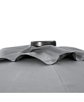 9' x 7' Solar Umbrella, Led Lighted Patio Umbrella for Table or Base with Tilt & Crank, Outdoor Umbrella for Garden, Deck, Backyard, Pool, Beach, Dark