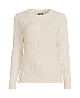 Lands' End Petite Drifter Cable Crew Neck Sweater