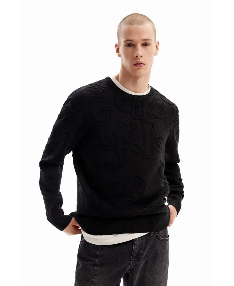 Desigual Men's Textured motif pullover