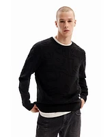 Desigual Men's Textured motif pullover