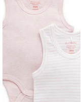 Purebaby Baby Girls Rib Bodysuit 2 pack