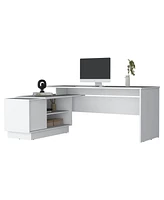 Fm Furniture Weir L-Shaped Desk in Melamine, White