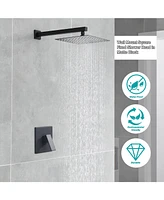 Flynama 1-Spray Patterns with 1.5 Gpm 10 in. Wall Mount Rain Fixed Shower Head in Matte Black