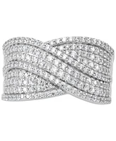 Diamond Multirow Crossover Statement Band (1 ct. t.w.) in Sterling Silver