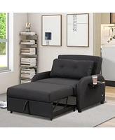 Slickblue 3-in-1 Pull-Out Sofa Sleeper with 2 Wing Tables for Versatile Living Room Functionality