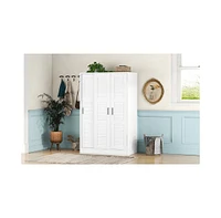 Slickblue 3-Door Shutter Wardrobe with Shelves – Stylish Storage Solution with Ample Space for Clothes and Accessories