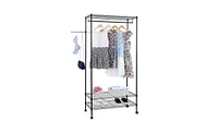 Slickblue 3-Tier Closet Organizer Metal Garment Rack Portable Clothes Hanger Home Shelf