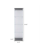 Slickblue 4-Shelf Glass Display Cabinet with Single Door for Elegant Storage and Showcase