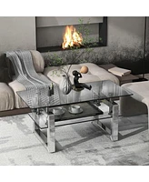 Slickblue Transparent Tempered Glass Coffee Table