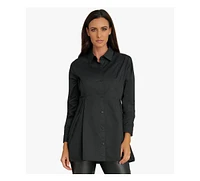 Stella Carakasi Women's Long Sleeves Cotton Poplin Diagonal Tuck Way Ahead Tunic