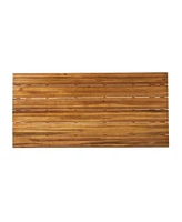 Rustic Acacia Wood Slatted Outdoor Dining Table