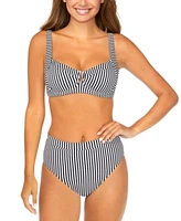 Raisins Juniors Printed Cutout Detail Bikini Top High Waisted Striped Bottoms