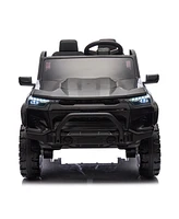 24V10A Two-seater Kids Ride On Electric Pickup, kids ride on toy W/parents remote control,4WD 800W motors, Two Safety belts, High Gate Safety Design,