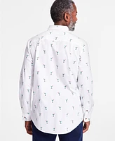 Club Room Men's Brushed Cotton-Blend Candy-Cane Print Shirt, Exclusively at Macy's