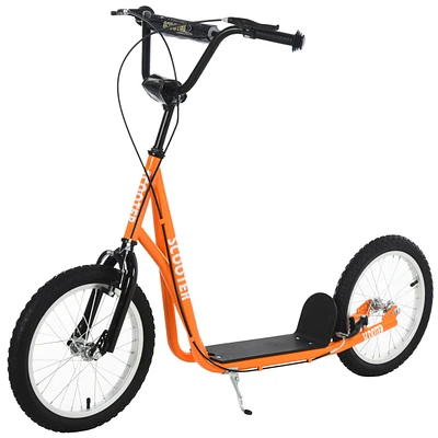 Youth Scooter Kick Scooter for Kids 5+ with Adjustable Handlebar 16" Front and Rear Dual Brakes Inflatable Wheels, Orange