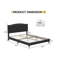 gaomon Queen Size Bed Frame with Button Tufted Headboard, Mattress Foundation, Easy Assembly, No Box Spring Needed