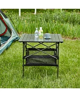 Slickblue Lightweight 1-Piece Folding Outdoor Table with Carrying Bag, Portable Aluminum Roll-Up Square Table for Camping