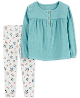 Carter's Toddler Girls Gauze Top & Floral-Print Leggings, 2 Piece Set