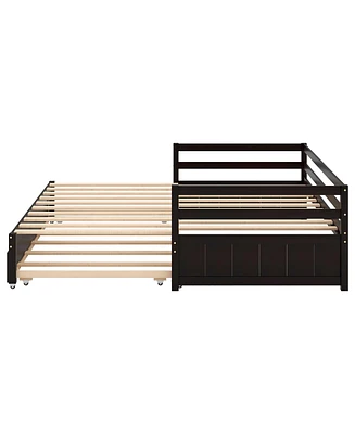 Slickblue Twin or Double Twin Daybed with Trundle,Espresso